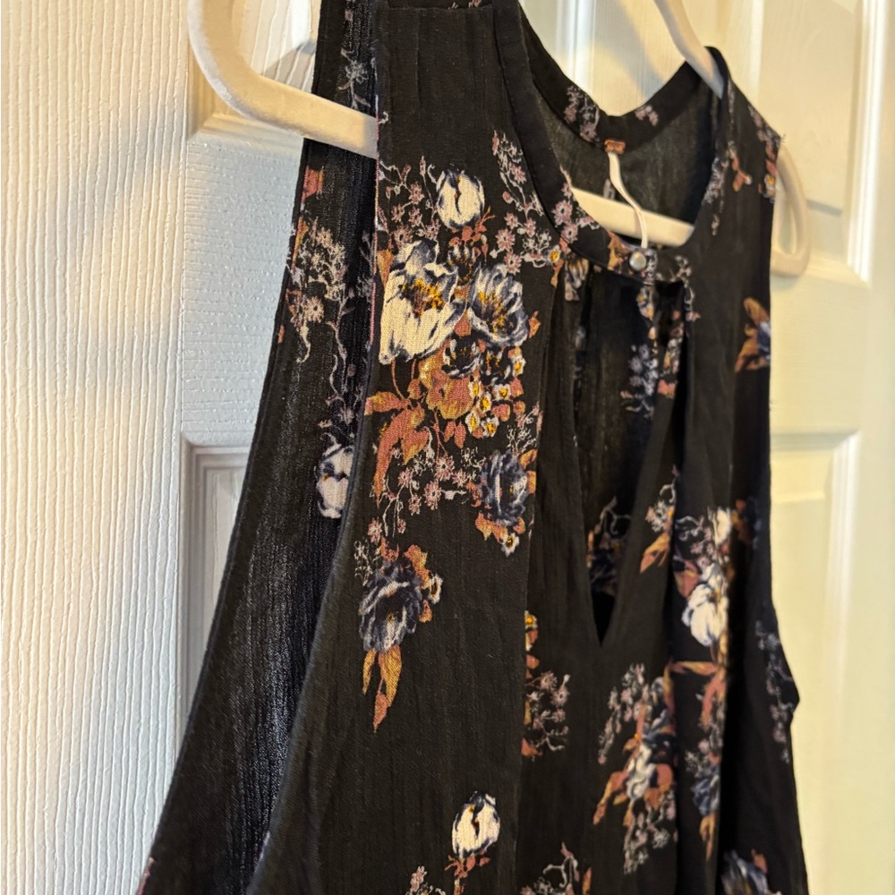 Free People Floral Black Sleeveless Dress Size Large BWOT - Picture 3 of 11